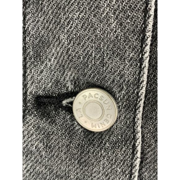 PacSun Sherpa Lined Denim Jean Jacket Womens Size Medium Large Black Moonstone - Picture 4 of 8